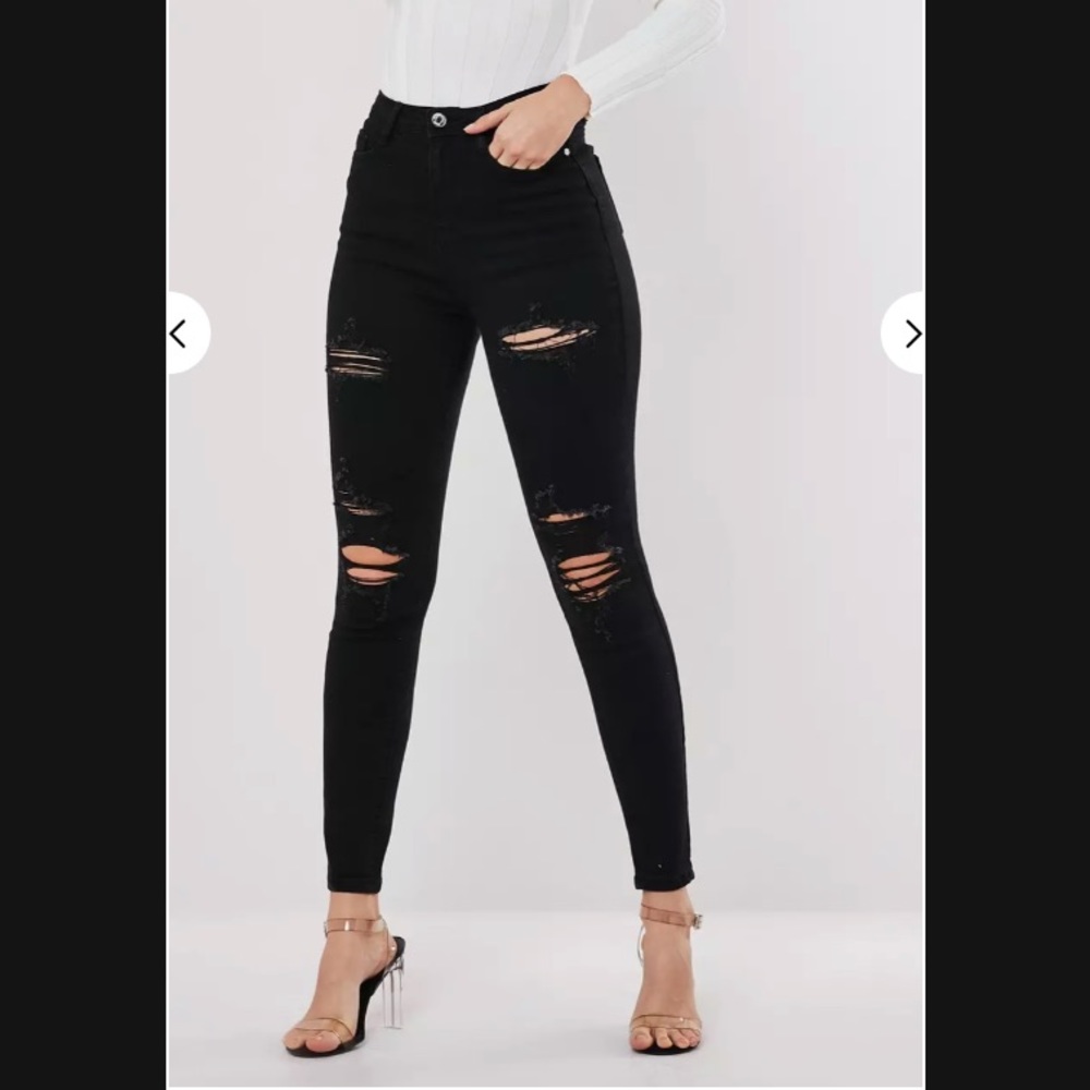 Missguided Distressed Black Jeans